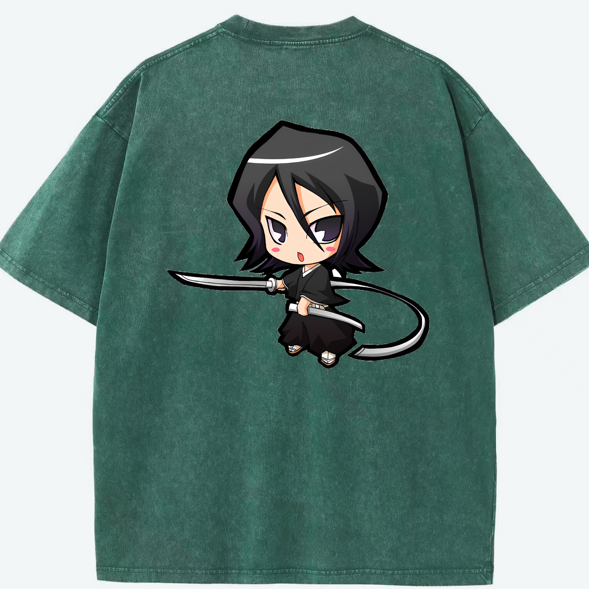 （画像用） ブリーチ 朽木ルキア BLEACH Kuchiki Rukia 綿100% ヴィンテージ風 半袖Tシャツ（背面プリント）
